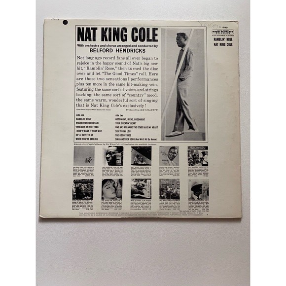 Nat King Cole Gamblin' Rose LP Capitol Records T-1793 VG+ Vinyl Record MONO 1962 - Picture 2 of 8